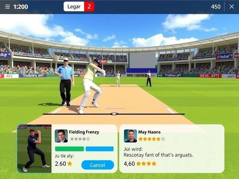 Fielding Frenzy Pro VR gameplay screenshot showing virtual cricket field